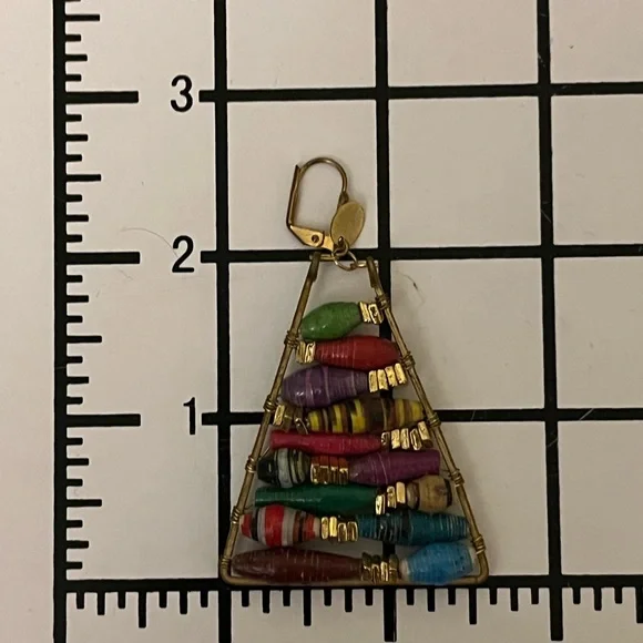 Colorful Beaded Triangle Earrings - Picture 5 of 5